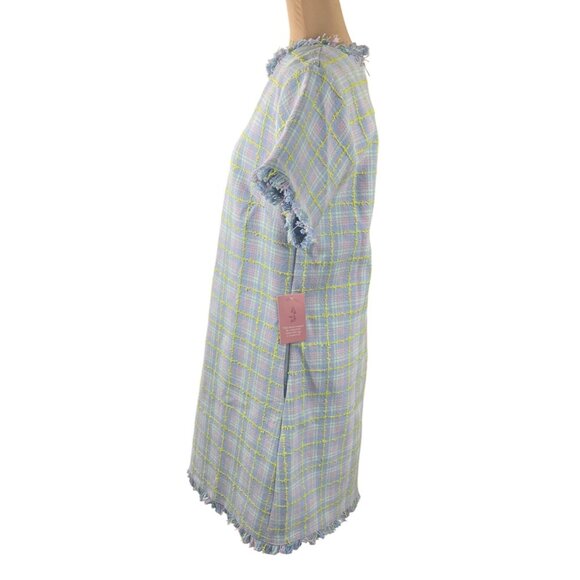 New Ivy City Co Reese Shift Dress in Periwinkle Blue M Medium Tweed - Picture 2 of 9